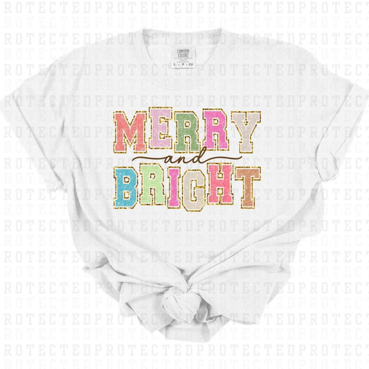 MERRY & BRIGHT *FAUX SEQUIN* - DTF TRANSFER