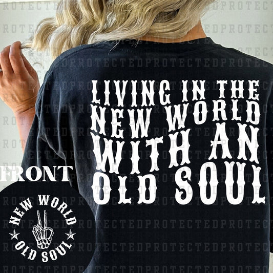 LIVING IN THE NEW WORLD *OLIVER ANTHONY* (SINGLE COLOR/POCKET+BACK) - DTF TRANSFER