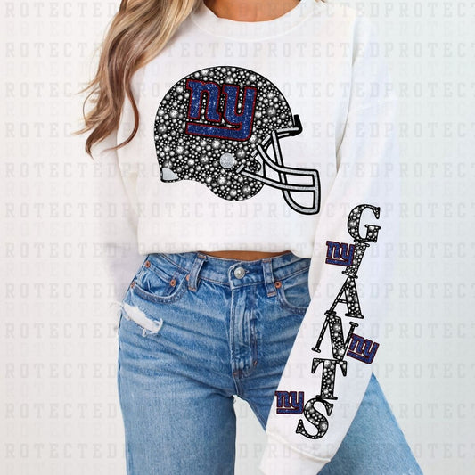 GIANTS *FAUX RHINESTONES/SLEEVE DESIGN COMES IN 6"* (FULL FRONT/1 SLEEVE) - DTF TRANSFER