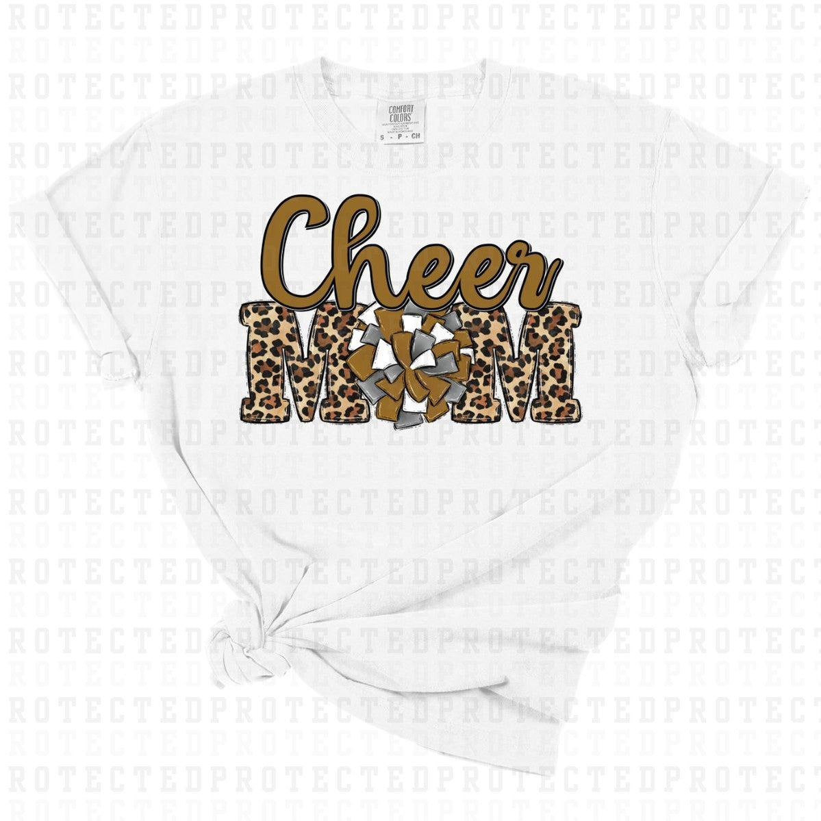 CHEER MOM *WHITE SILVER & DARK GOLD* - DTF TRANSFER