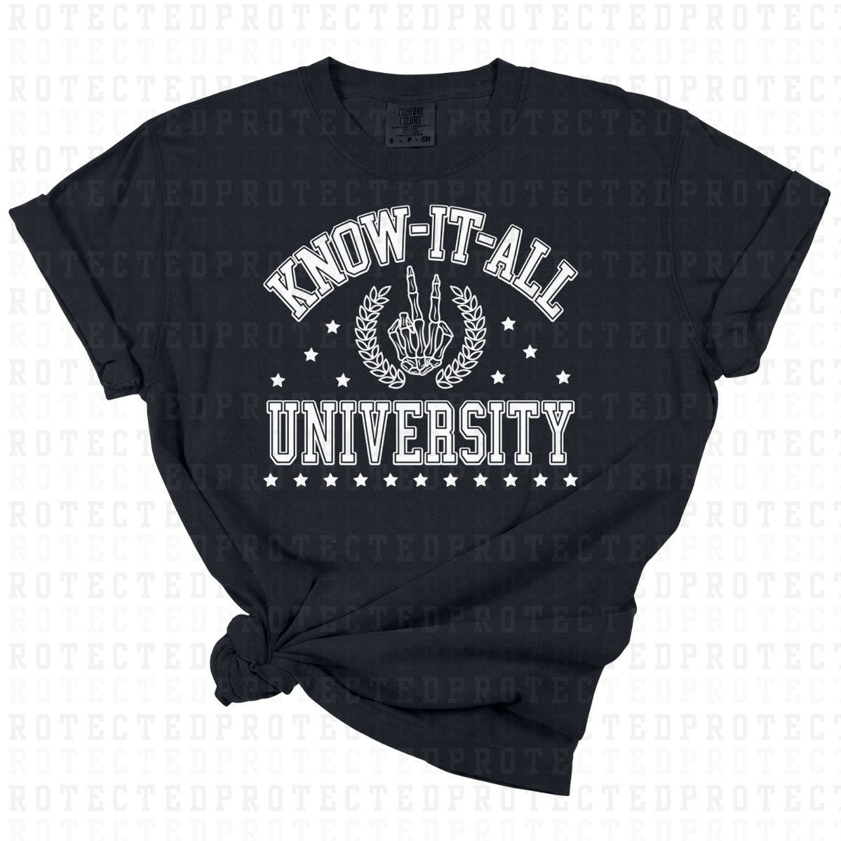 KNOW IT ALL UNIVERSITY *WHITE - SINGLE COLOR* - DTF TRANSFER