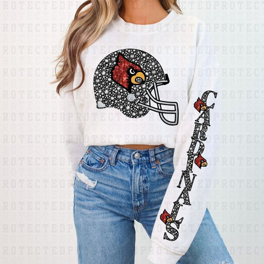 CARDINALS *FAUX RHINESTONES/SLEEVE DESIGN COMES IN 6"* (FULL FRONT/1 SLEEVE) - DTF TRANSFER