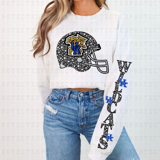 WILDCATS *FAUX RHINESTONES/SLEEVE DESIGN COMES IN 6"* (FULL FRONT/1 SLEEVE) - DTF TRANSFER