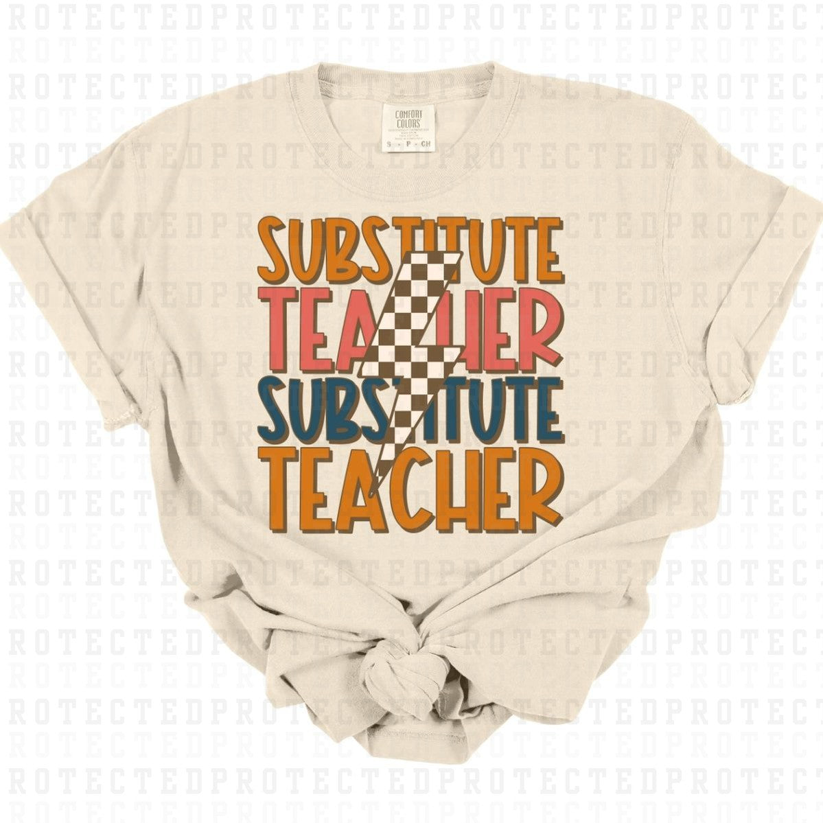 SUBSTITUTE TEACHER 2X *W/LIGHTENING BOLT* - DTF TRANSFER