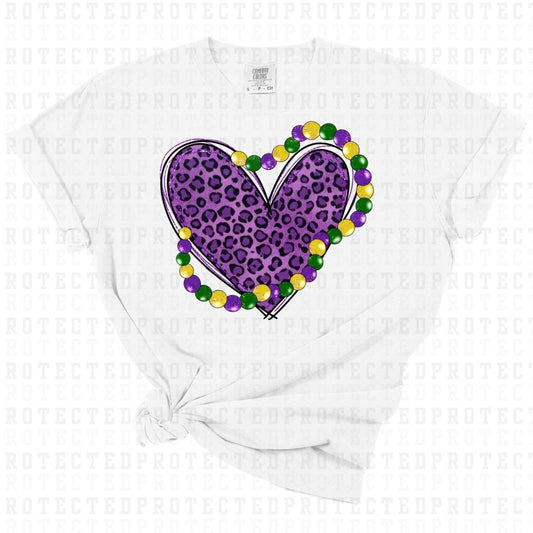 MARDI GRAS HEART W/ BEADS - DTF TRANSFER