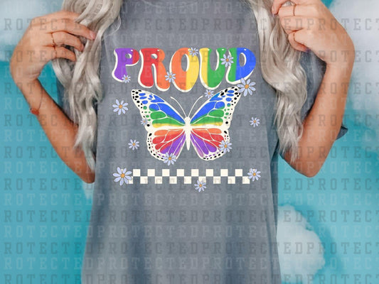 PROUD PRIDE BUTTERFLY - WHITE - DTF TRANSFER