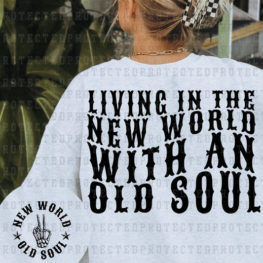 LIVING IN THE NEW WORLD *OLIVER ANTHONY* (SINGLE COLOR/POCKET+BACK) - DTF TRANSFER