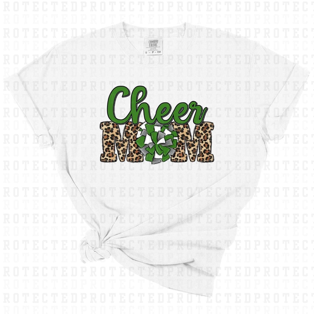 CHEER MOM *WHITE SILVER & GREEN* - DTF TRANSFER