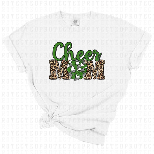 CHEER MOM *WHITE SILVER & GREEN* - DTF TRANSFER