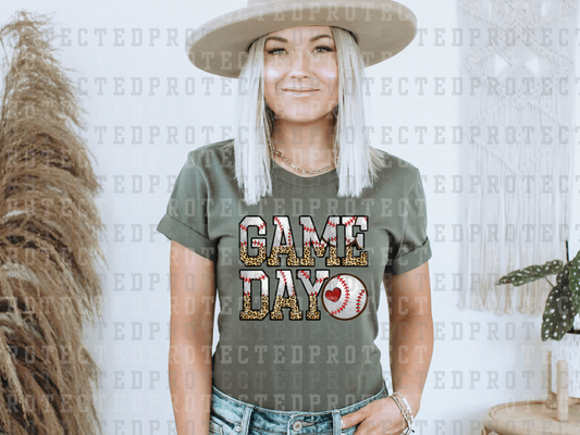 GAME DAY BASEBALL HEART - DTF TRANSFER - KAI RAE TRANSFERS