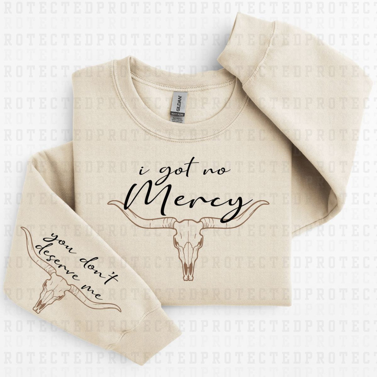 I GOT NO MERCY *SLEEVE COMES IN 6"* (FULL FRONT+1 SLEEVE) - DTF TRANSFER