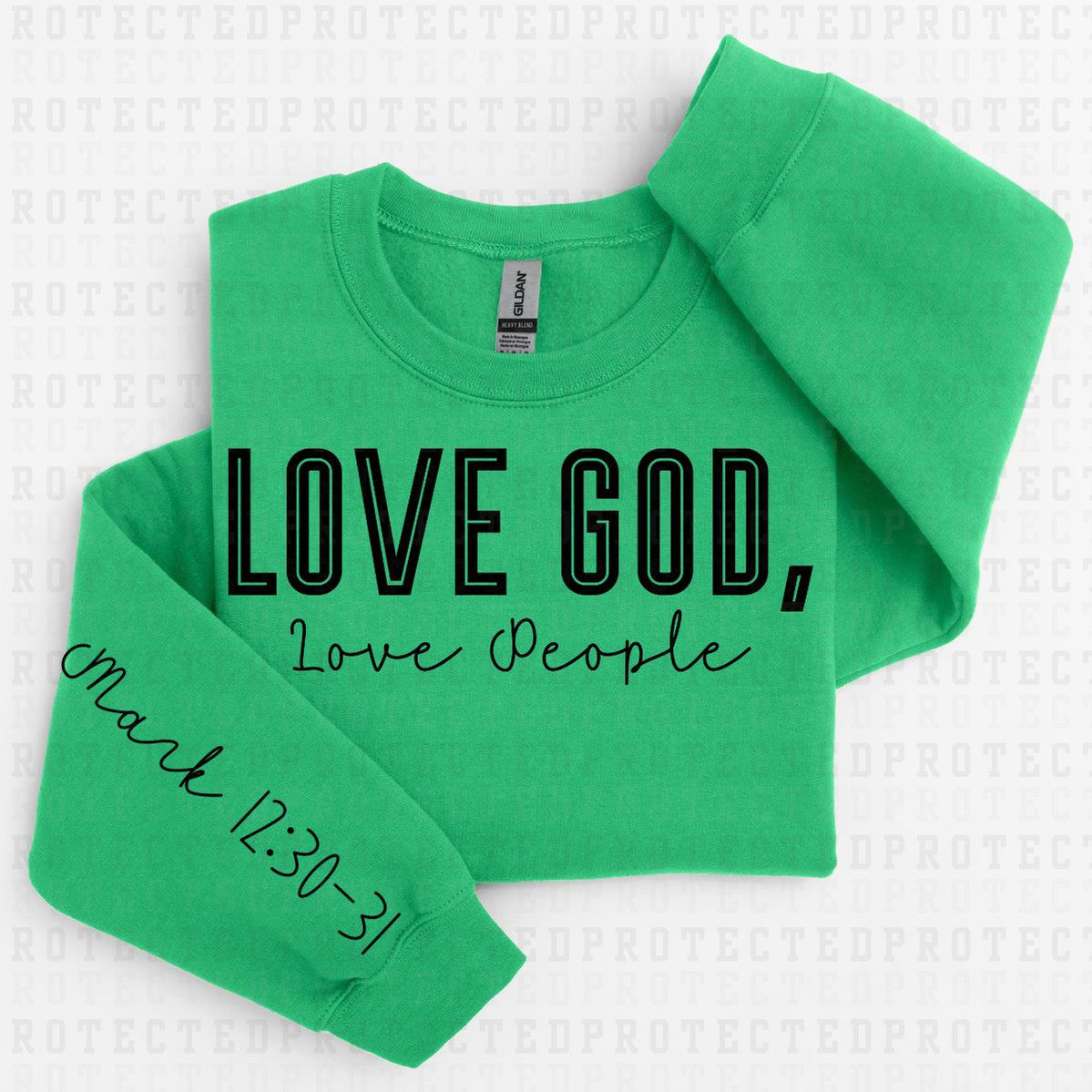 LOVE GOD *SINGLE COLOR - SLEEVE DESIGN COMES IN 6"* (FULL FRONT/1 SLEEVE) - DTF TRANSFER