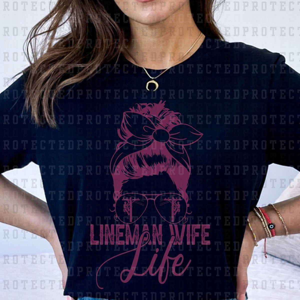 LINEMAN WIFE LIFE *SINGLE COLOR* - DTF TRANSFER