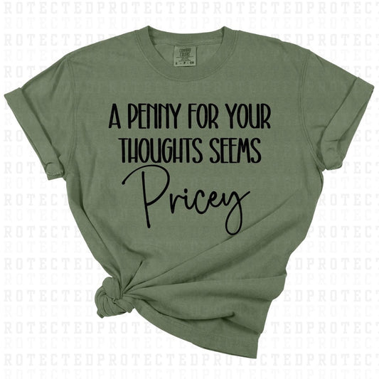 A PENNY FOR YOUR THOUGHTS SEEMS PRICEY *SINGLE COLOR* - DTF TRANSFER