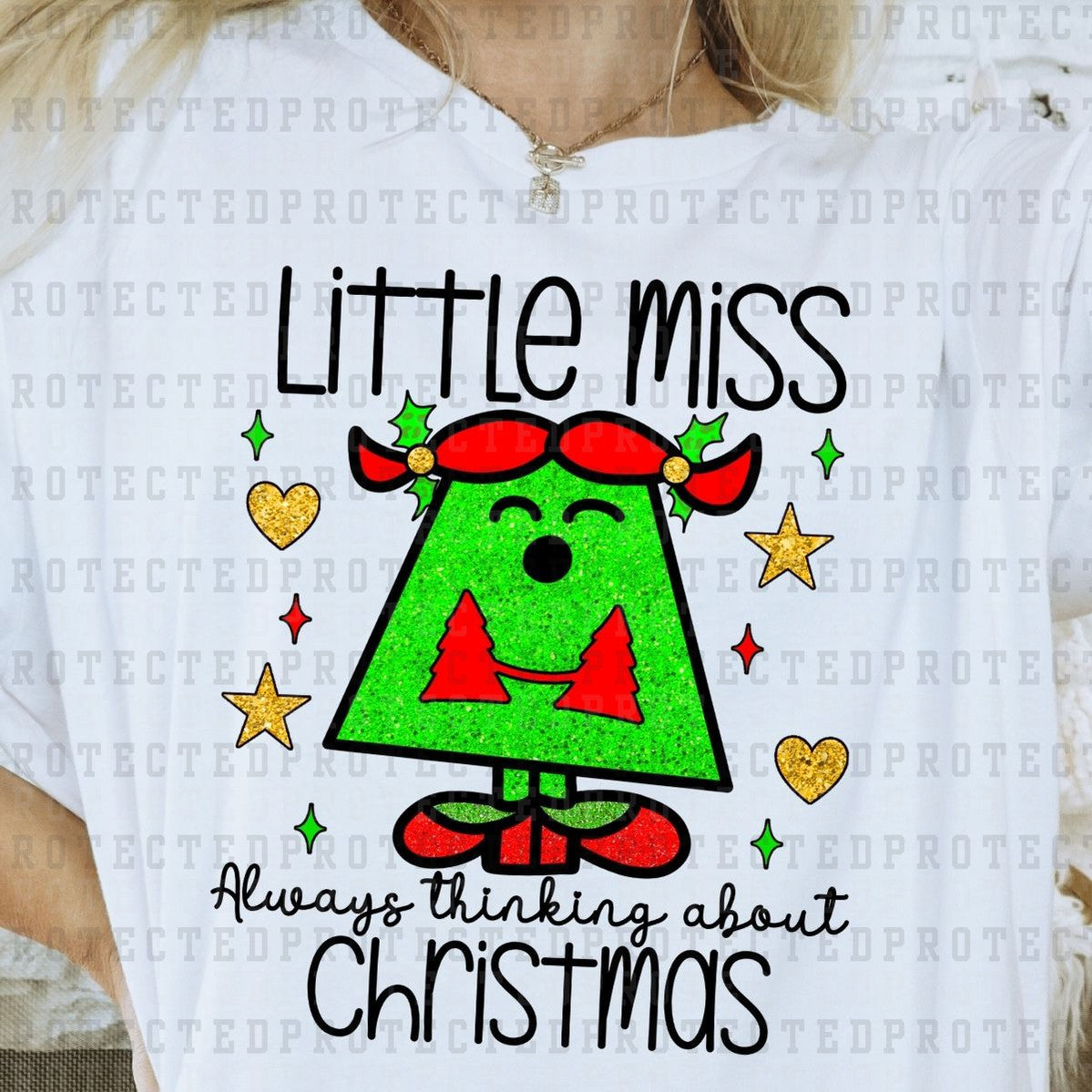 LITTLE MISS ALWAYS THINKING ABOUT CHRISTMAS - DTF TRANSFER