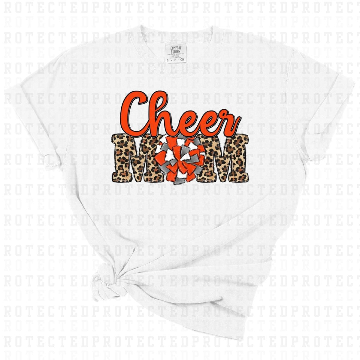 CHEER MOM *WHITE SILVER & ORANGE* - DTF TRANSFER