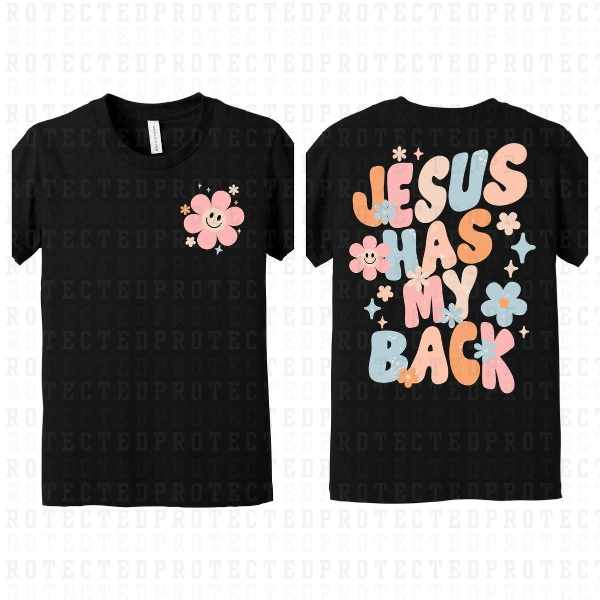 JESUS HAS MY BACK *GRUNGE* (POCKET+BACK) - DTF TRANSFER