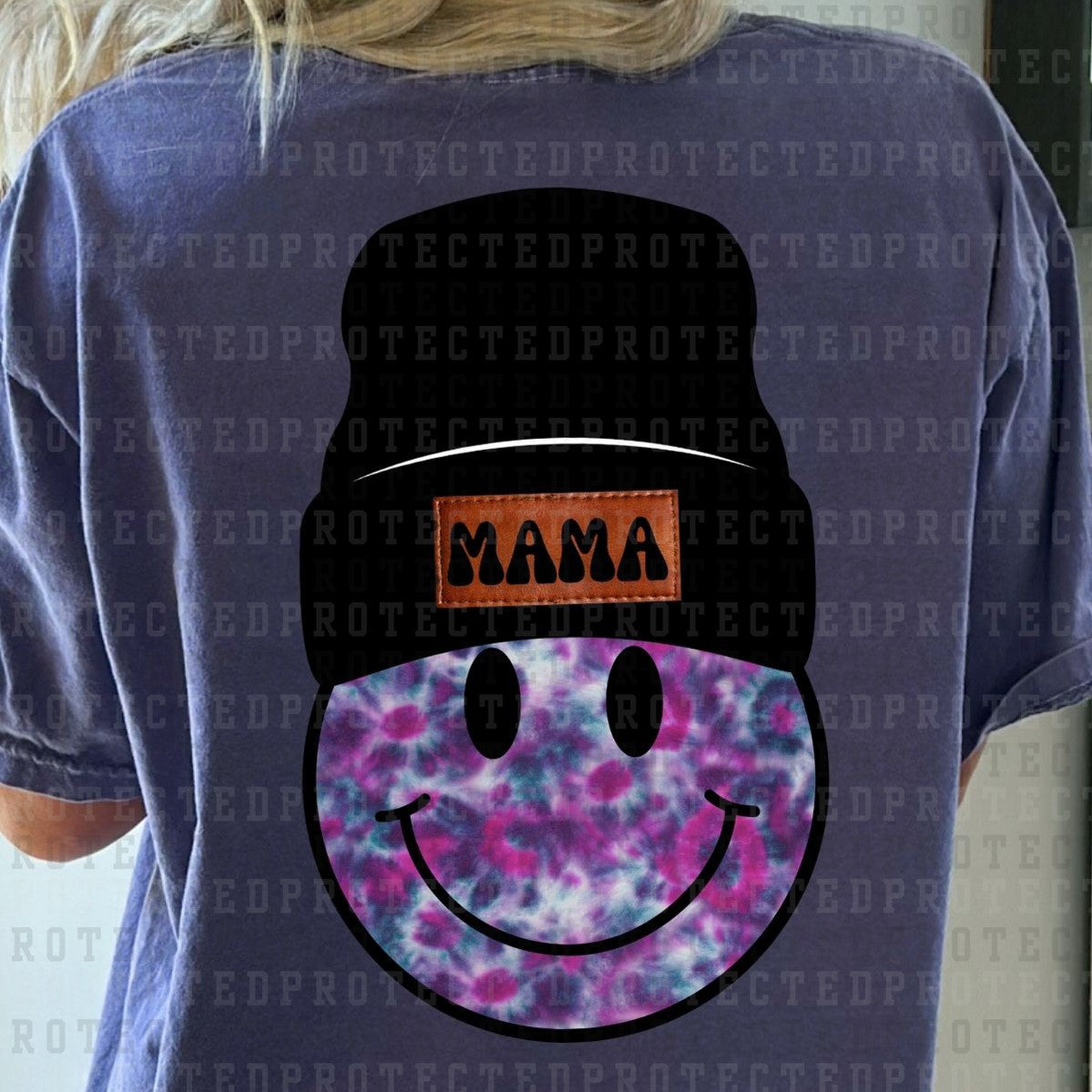 MAMA BEANIE SMILEY TIE DYE *1* - DTF TRANSFER