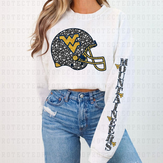 MOUNTAINEERS *FAUX RHINESTONES/SLEEVE DESIGN COMES IN 6"* (FULL FRONT/1 SLEEVE) - DTF TRANSFER