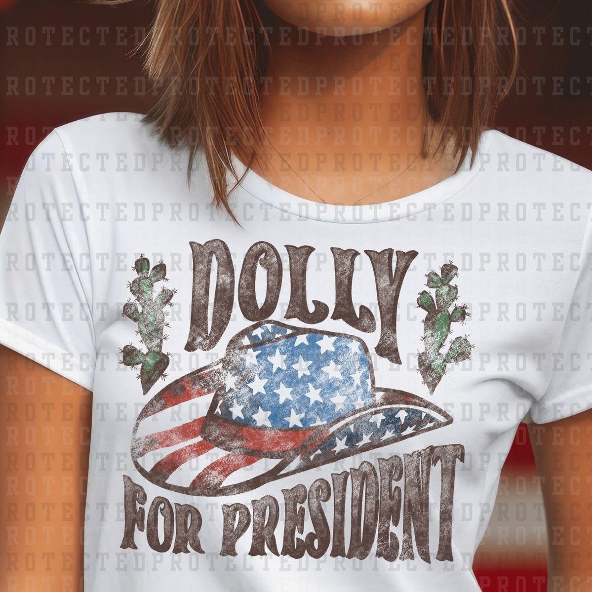 DOLLY FOR PRESIDENT *W/GRUNGE* - DTF TRANSFER