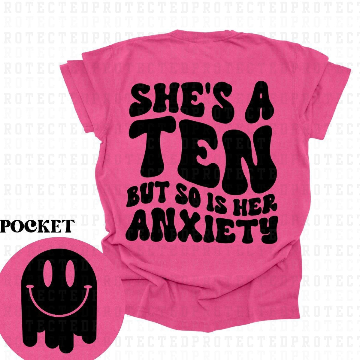 SO IS HER ANXIETY (SINGLE COLOR/POCKET+BACK) - DTF TRANSFER