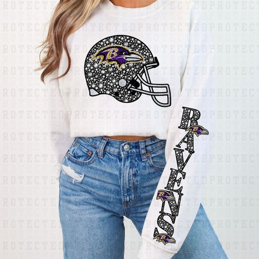 RAVENS *FAUX RHINESTONES/SLEEVE DESIGN COMES IN 6"* (FULL FRONT/1 SLEEVE) - DTF TRANSFER