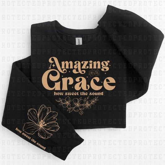 AMAZING GRACE HOW SWEET THE SOUND *SINGLE COLOR - SLEEVE DESIGN COMES IN 6"* (FRONT/BACK) - DTF TRANSFER