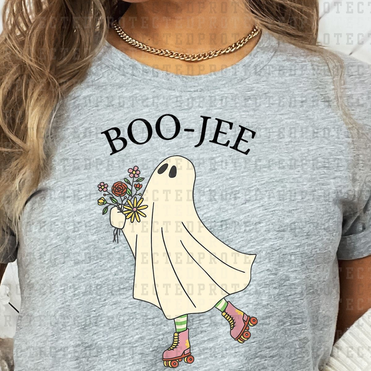 BOO-JEE *GHOST WITH FLOWERS & ROLLER BLADES* - DTF TRANSFER