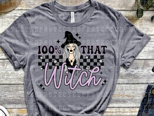 100% THAT WITCH - PURPLE, BLACK CHECK, DEAD WITCH BLACK HAT - DTF TRANSFERS