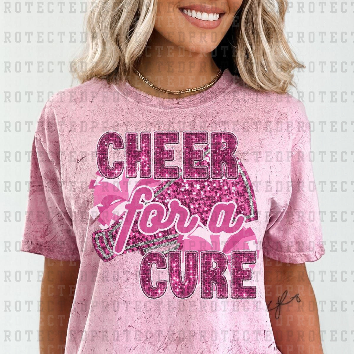 CHEER FOR A CURE *FAUX SEQUIN* - DTF TRANSFER