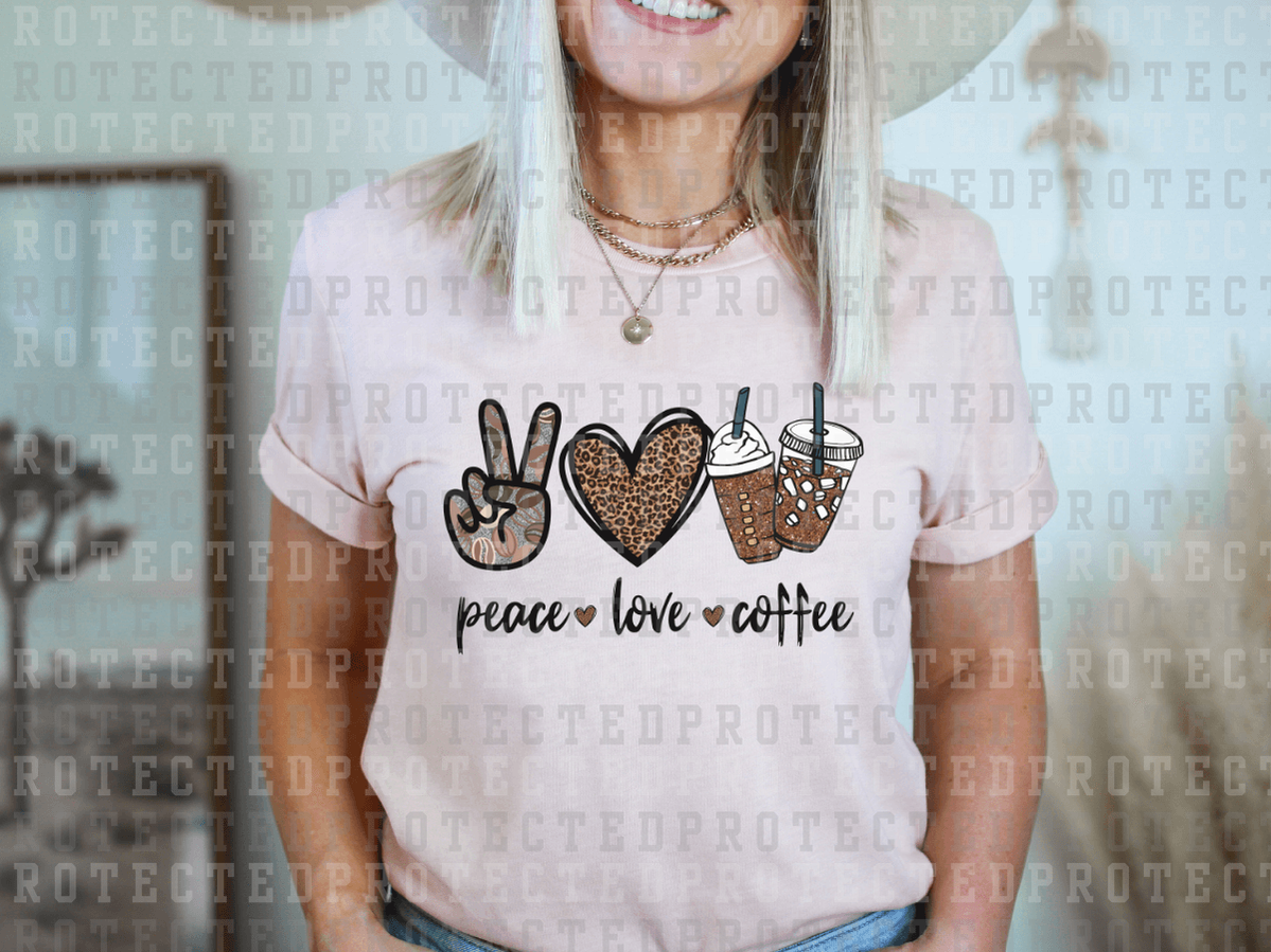 PEACE LOVE COFFEE  - DTF TRANSFER - KAI RAE TRANSFERS