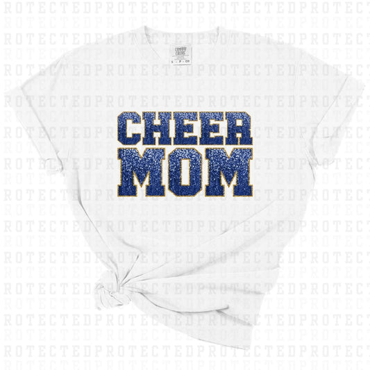 CHEER MOM *BLUE & GOLD - FAUX SEQUIN* - DTF TRANSFER