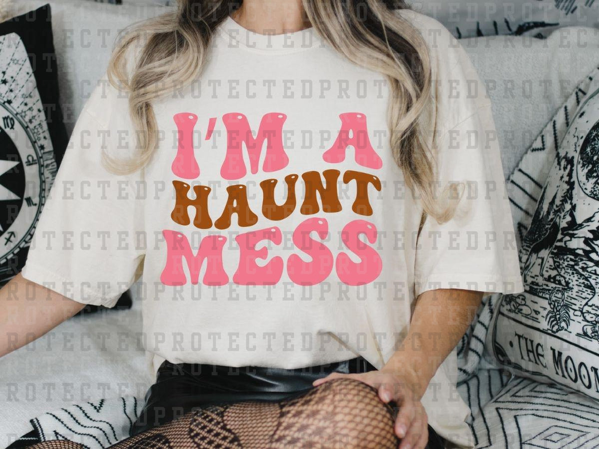 I'M A HAUNT MESS - PINK/TAN - DTF TRANSFER