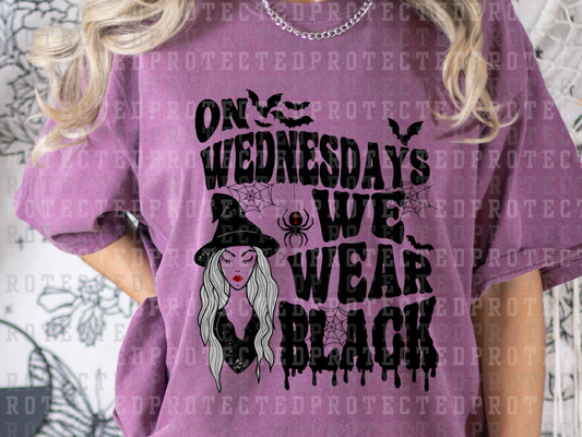 ON WEDNESDAYS WE WEAR BLACK - BLACK WIDOW, WITCH W/ WHITE HAIR - DTF TRANSFERS