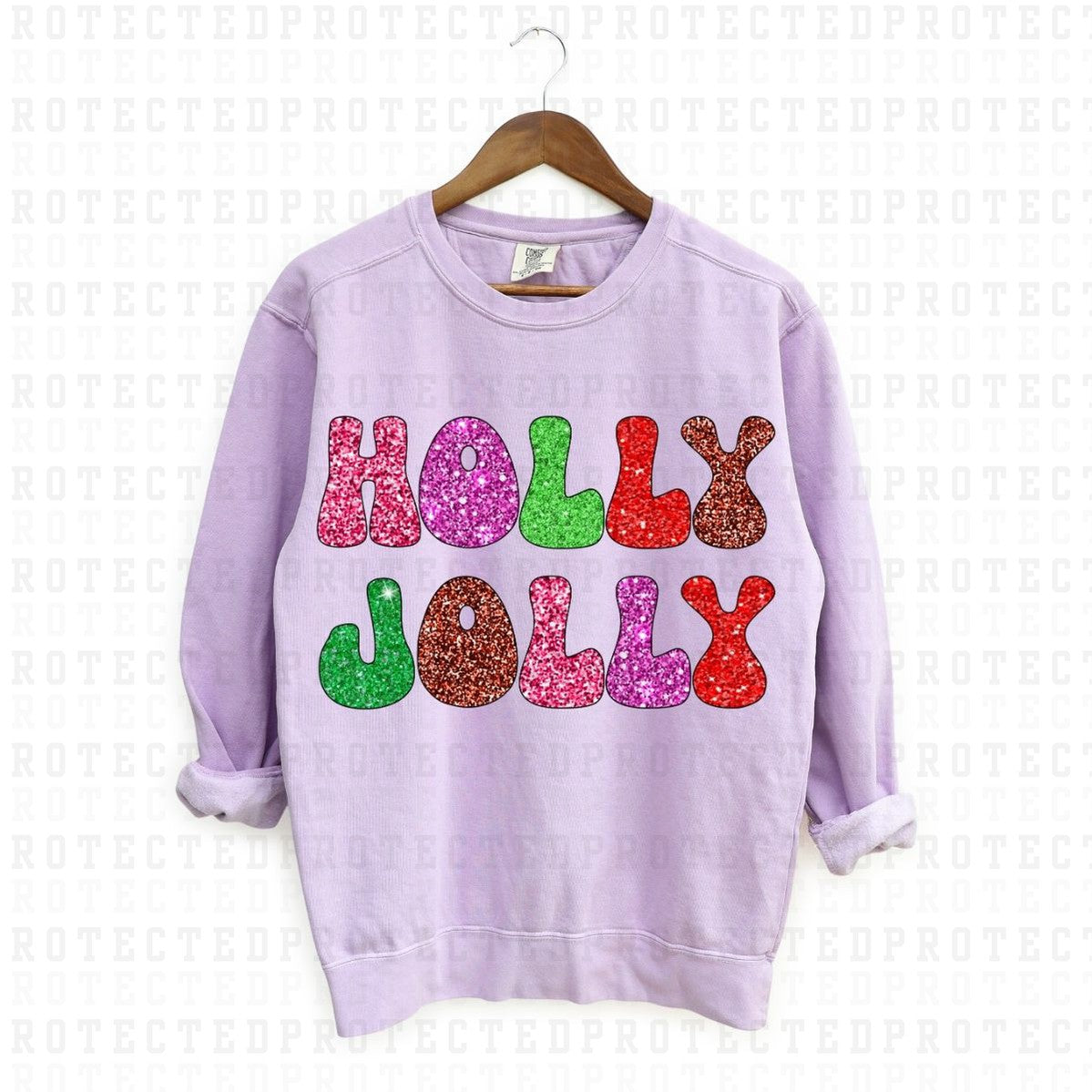 HOLLY JOLLY *FAUX SEQUIN* - DTF TRANSFER