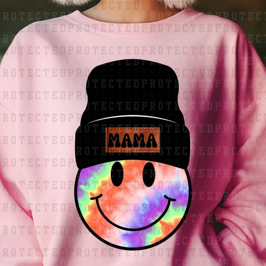 MAMA BEANIE SMILEY TIE DYE *5* - DTF TRANSFER