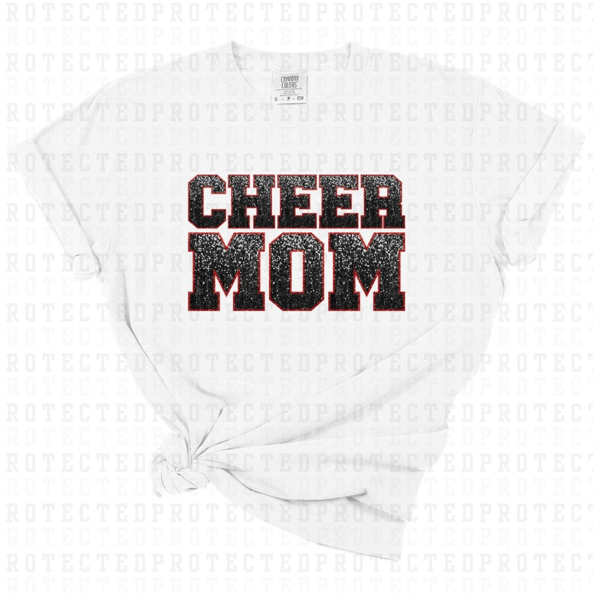 CHEER MOM *BLACK & RED - FAUX SEQUIN* - DTF TRANSFER