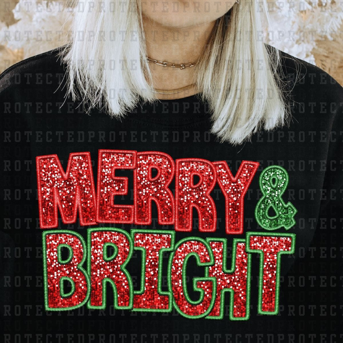 MERRY & BRIGHT *FAUX SEQUIN* - DTF TRANSFER