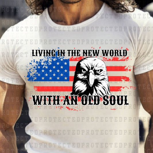 LIVING IN THE NEW WORLD OLD SOUL OLIVER ANTHONY *COLORED FLAG* - DTF TRANSFER