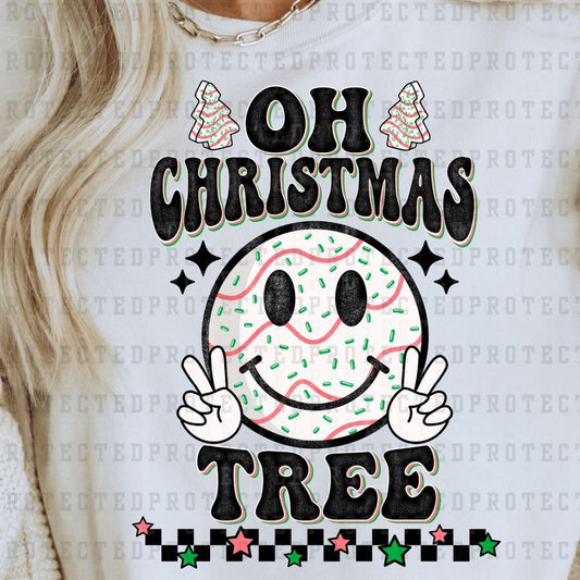 OH CHRISTMAS TREE*W/GRUNGE* - DTF TRANSFER