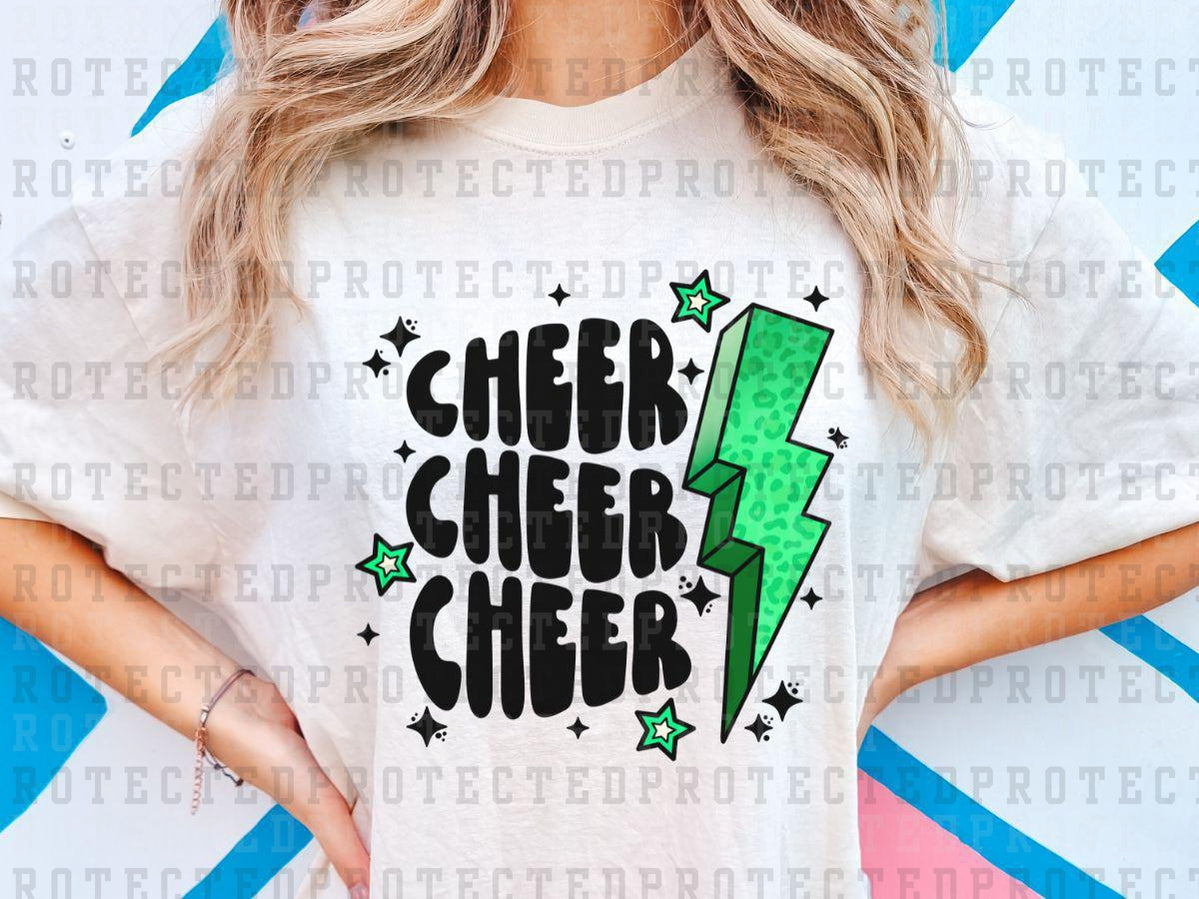 CHEER x3 GREEN LIGHTNING - DTF TRANSFER