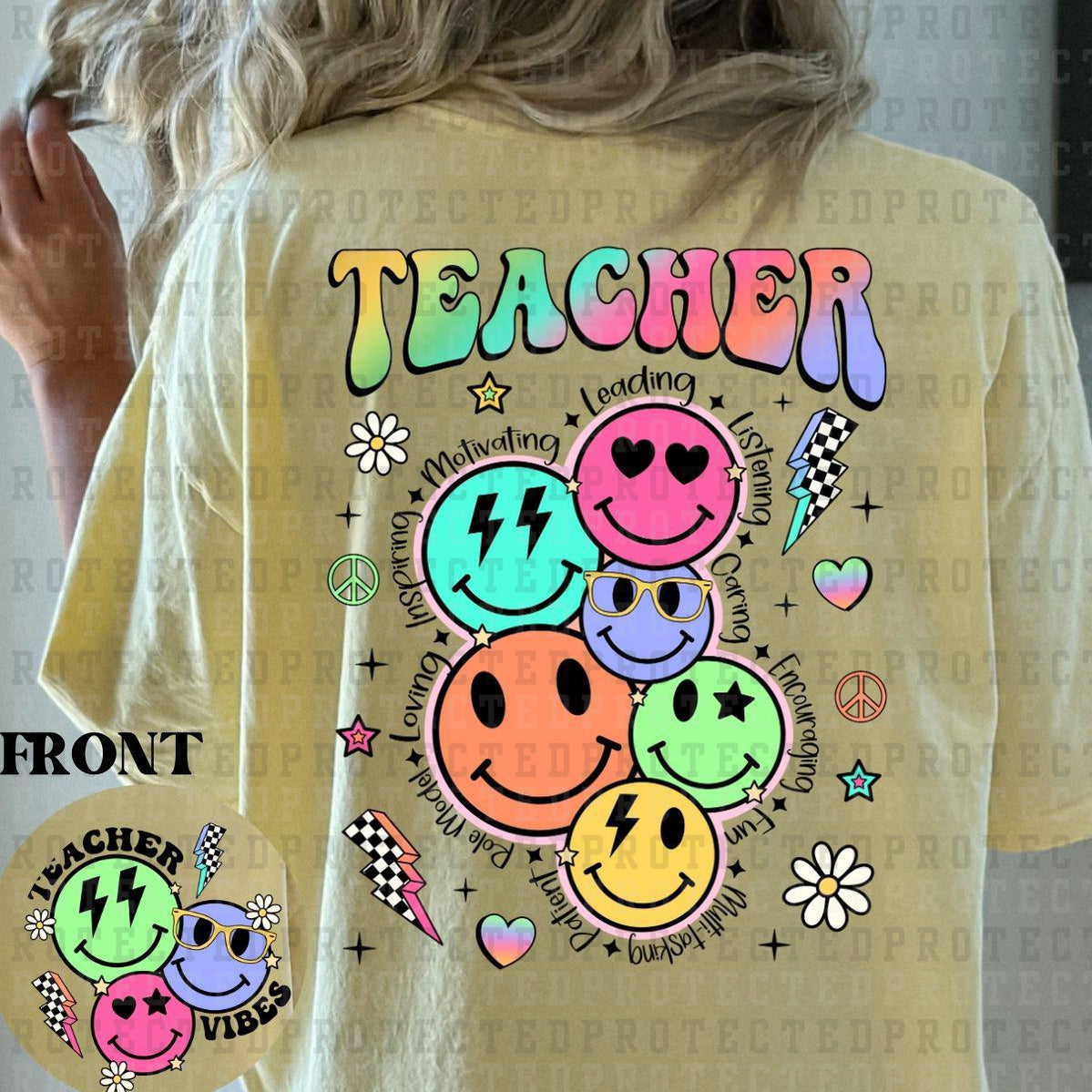 NEON RETRO TEACHER (POCKET/BACK) - DTF TRANSFER