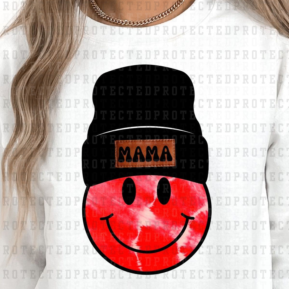 MAMA BEANIE SMILEY TIE DYE *6* - DTF TRANSFER