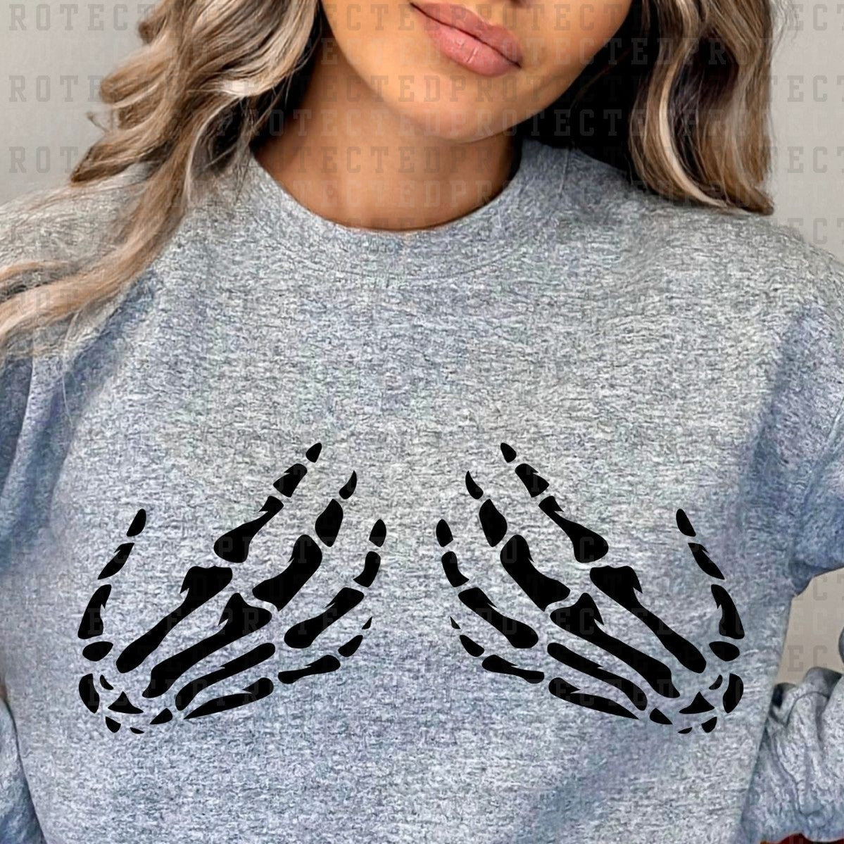 SKELETON HANDS *BLACK* *SINGLE COLOR* - DTF TRANSFER