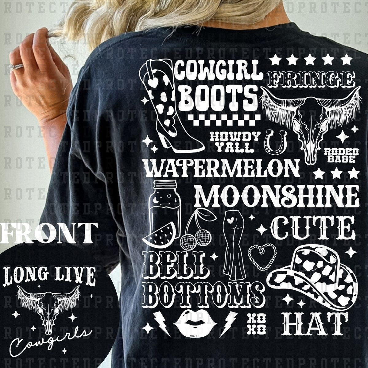 LONG LIVE COWGIRLS *M.WALLEN* (SINGLE COLOR/POCKET+BACK) - DTF TRANSFER