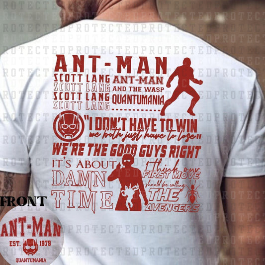 ANT MAN (SINGLE COLOR/POCKET/BACK) - DTF TRANSFER