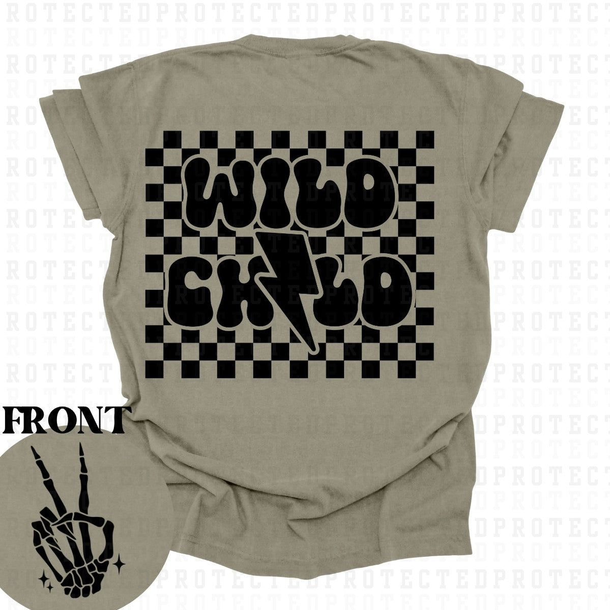 WILD CHILD (SINGLE COLOR/POCKET+BACK) - DTF TRANSFER