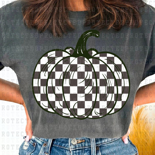 BLACK CHECK PRINT PUMPKIN -  DTF TRANSFER