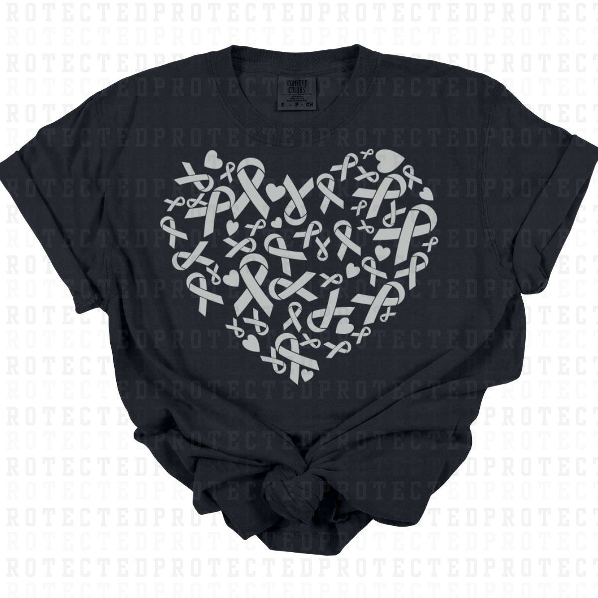 AWARNESS RIBBON HEART *SINGLE COLOR* - DTF TRANSFER