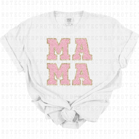 MAMA *PINK FAUX CHENILLE PATCH & FAUX SEQUIN * - DTF TRANSFER